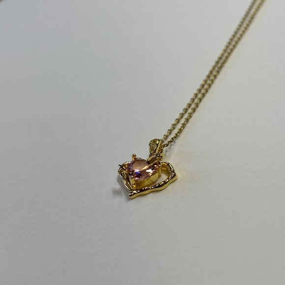 Gold Heard Zircon Pink and Amethyst Pendant Necklace - Picture 11 of 17